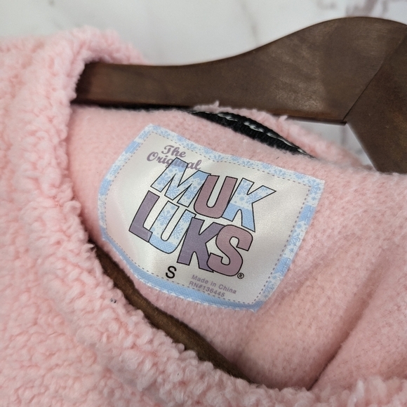 Muk Luks Teddy Top Women Size Small Sleepwear Lounge Shirt Cozy Sherpa Pink - Picture 3 of 9